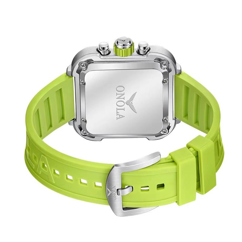 ONOLA 6831 Luxury Square Men's Chronograph Waterproof Silicone Strap Watch for Men Luminous Business Watch Quartz Reloj Hombre