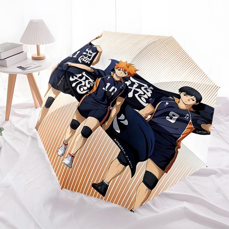 

1pc Haikyuu!! Kuroo Tetsurou, Hinata Shoyo & Miyagi Daichi Umbrella Automatic Opening Closing, Portable 3-Fold Design, 8-Bone Iron Frame Outdoor Umbre