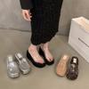 Muffin Thick-soled Cool Slippers Fairy Shoes 2025 New Summer Wear Slope Heel Heel Heightened Transparent Word with Sandals