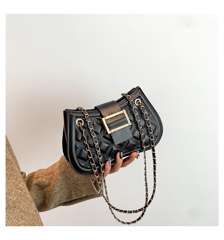 Urban Minimalist Style Pu Material Medium Shoulder Bag With Chain Elements чёрный