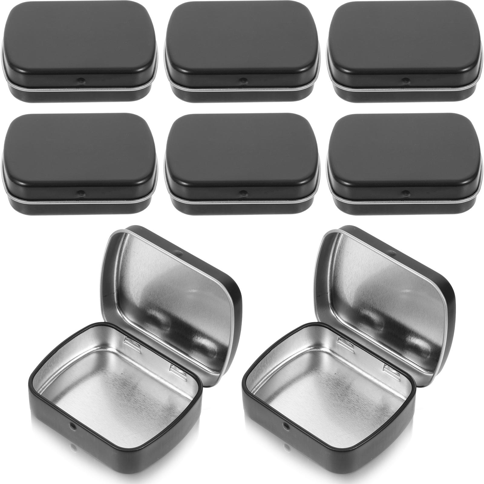 

10 Pcs Tin Box Iron Can Small Case Candy Jar Containers with Lids Cookie Organizer Objects Spice Rectangular чорний
