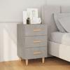 Bedside Table - Maison Exclusive - Concrete Grey - 3 Drawers - Engineered Wood 40x40x66 Cm