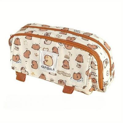 Cartoon Three-layer Pen Bag Capybara Large Capacity Stationery Bag Multifunctional Pencil Case Boys/Girls