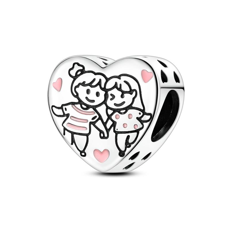 New Copper Charms Beads Luminous Rose Heart Shape Cat Paw Cat Beads Fit Original Pendant Bracelet Women Diy Jewelry