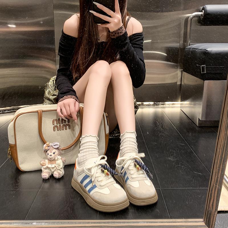 Popular German training shoes women's 2025 new summer lace mesh breathable student board shoes flat sports casual shoes women