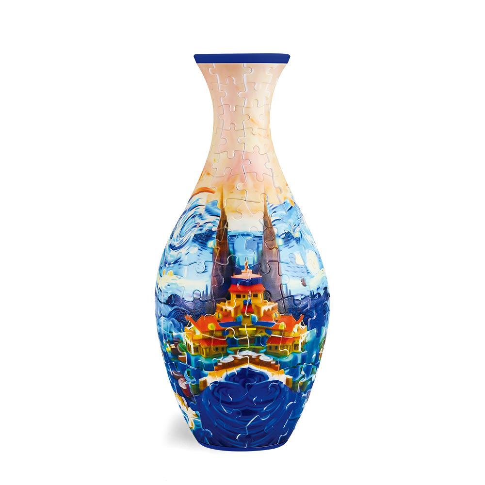 Jigsaw Puzzle Vase Flower Arrangement Hydroponics Flower Vase Chinese-style Retro Porcelain DIY Puzzle Handmade