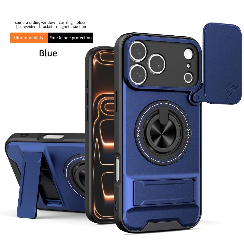 For Magsafe Magnetic Car Mount Ring Soft TPU + Hard PC 2-in-1 Phone Case For iPhone 17 Pro Max 15 13 12 14 16 Pro Max Back Cover
