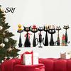 Seasonal Home Wall Ornaments Christmas Black Cat Stickers, Self Adhesive Decals, Removable PVC Fun Holiday Decor Art for Bedroom Living Room And Glass