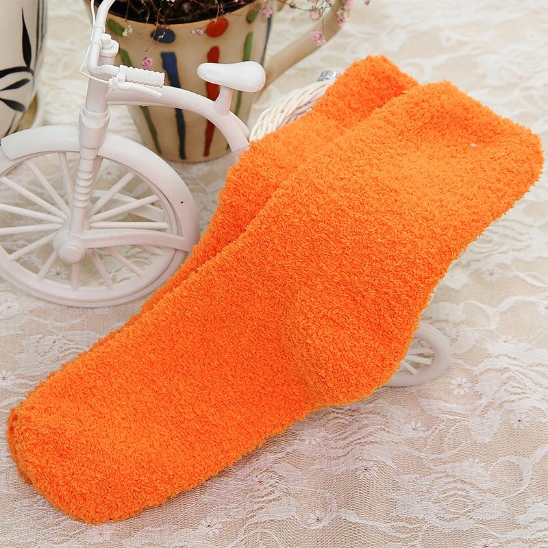 18 Styles Candy Color Thermal Warm Plush Socks Women Coral Fleece Floor Sox for Female Girls Colorful Wife‘s Gifts Dropshipping