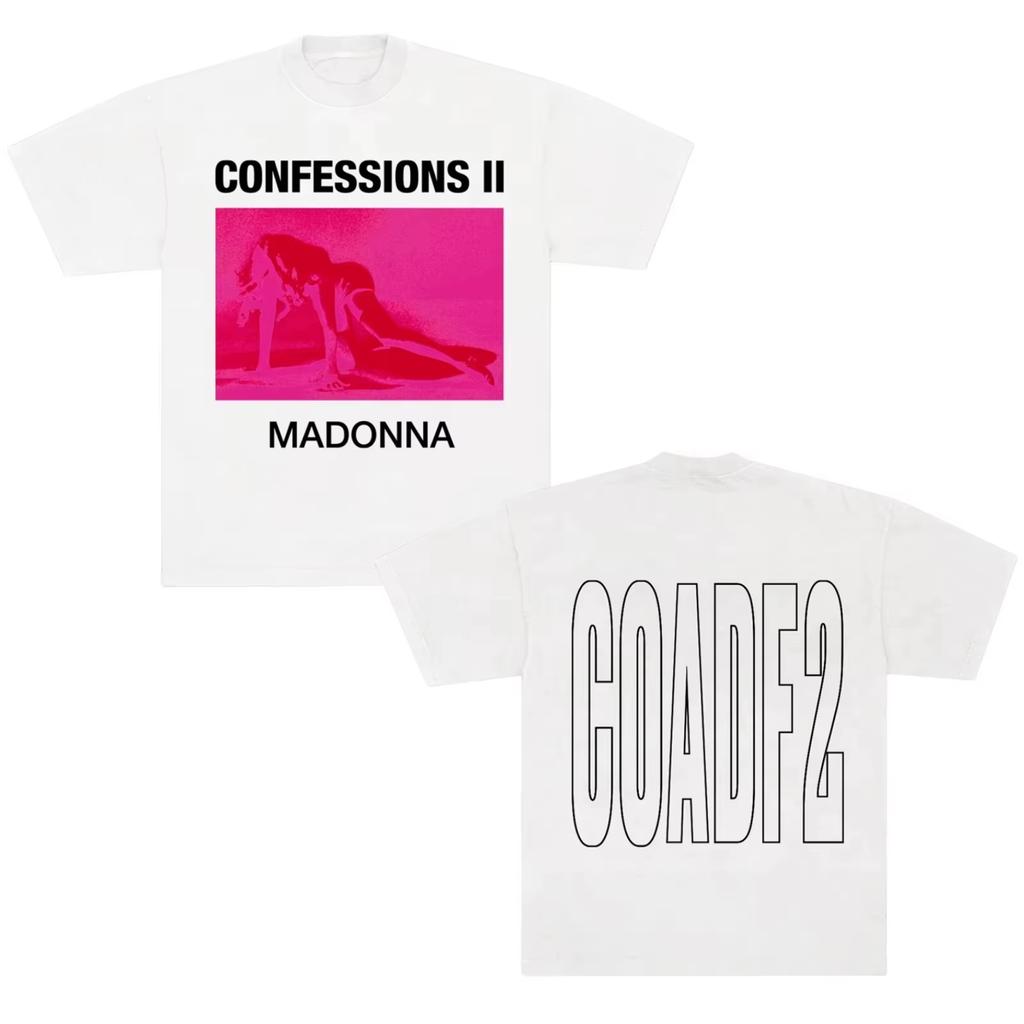 New Summer Fashion Madonna Confessions II Album Print Pure Cotton Unisex Gothic Oversized Women and Unisex TShirt Yk Clothes