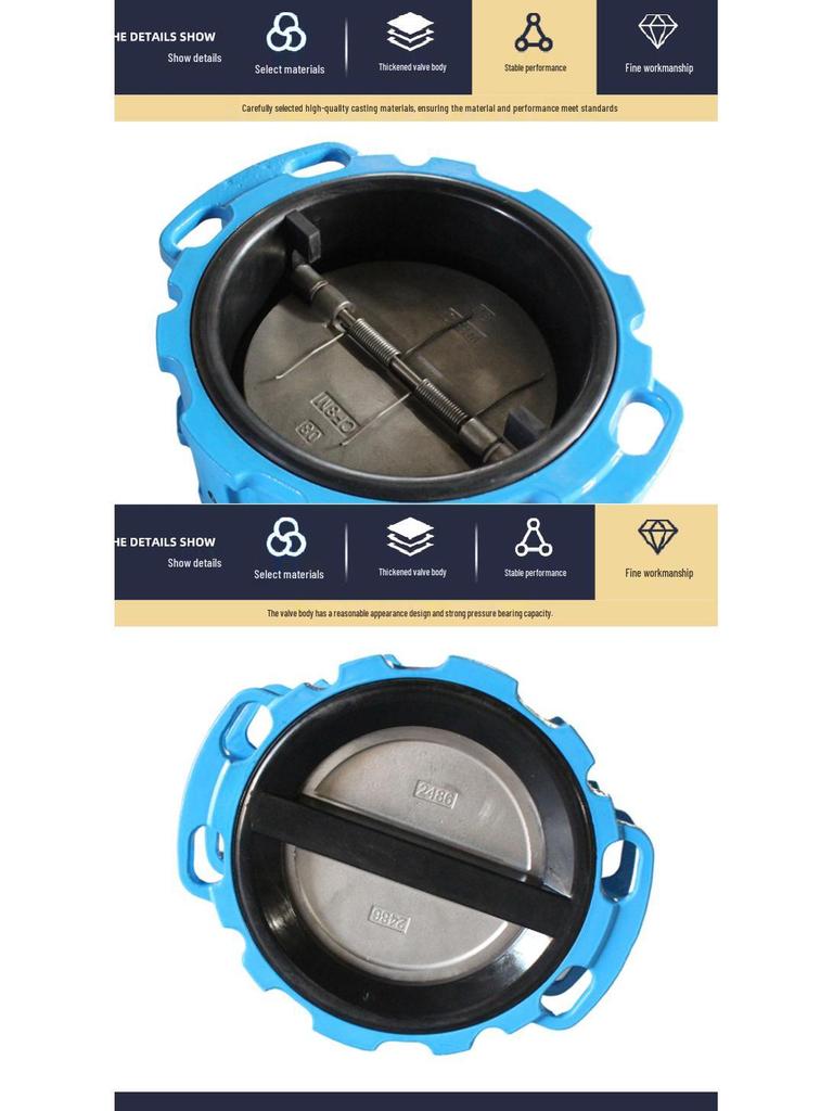 800 Series DH77X-16Q Double Disc Ductile Iron Soft Seal Butterfly Check Valve