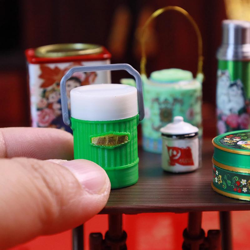 Miniature Dollhouse Chinese Nostalgic Scene Table Warm Kettle Miniature Food Toy Model Ornament For Doll Accessories
