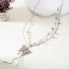 Hot Selling Butterfly Pearl Tassel Necklace Light Luxury Design Sense Waist Chain Clavicle Chain Two-Way Wear Niche Accessories