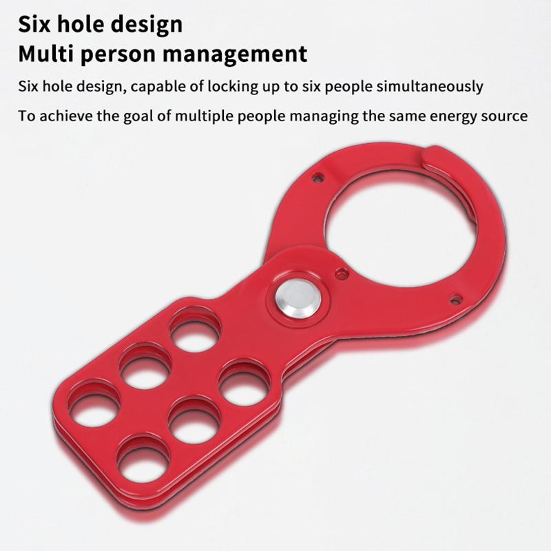 6 Hole Lockout Hasp Steel with Plastic Coating Industrial LOTO Safety Device for Electrical Equipment Isolation Applications