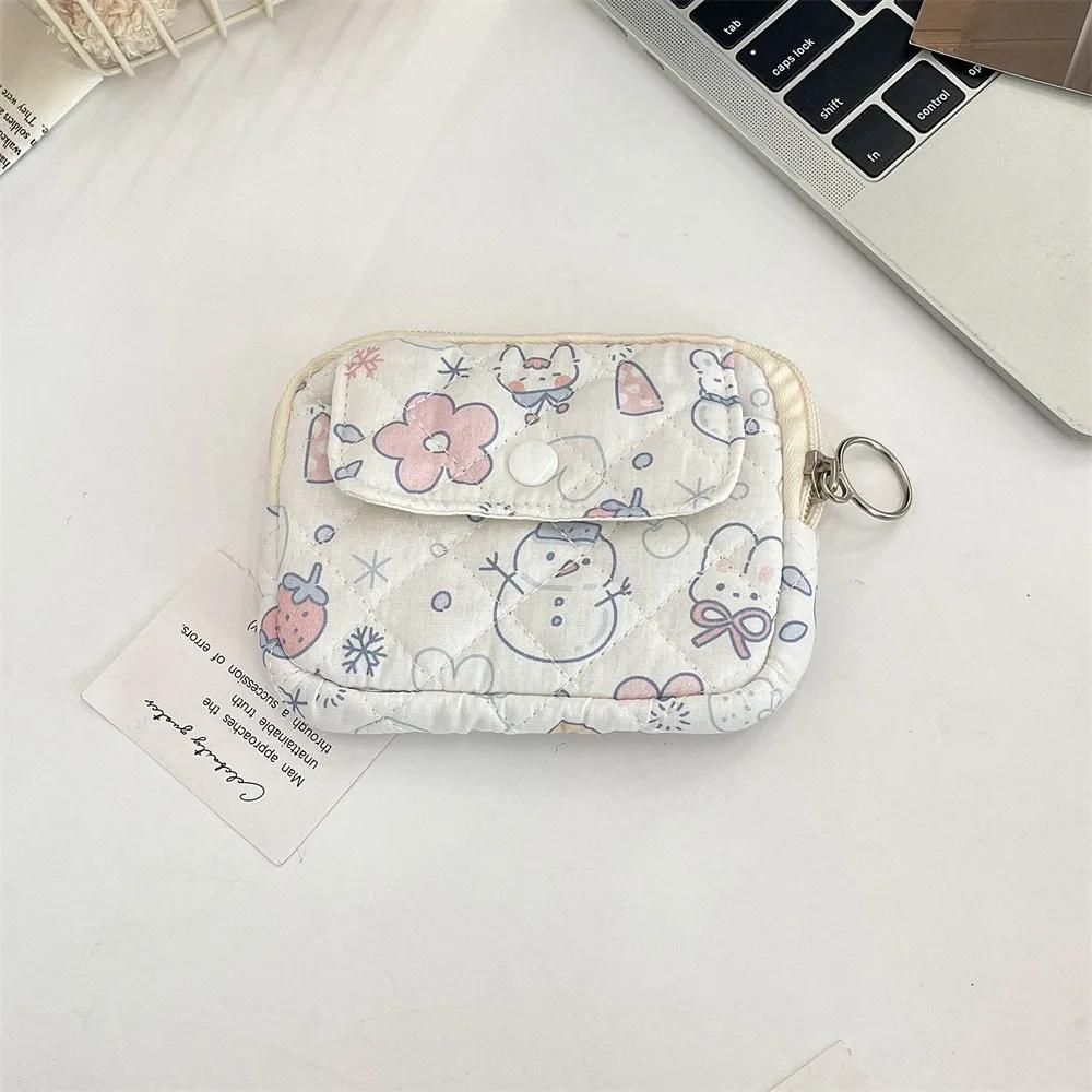 Cartoon Printing Mini Canvas Coin Purse Multifuctional Small Lipstick Bag Jewelry Packing Bag Card Holder