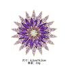 High-end purple glass snowflake brooch, exquisitely stylish, press-to-attach pin with anti-slip design for securing on clothing