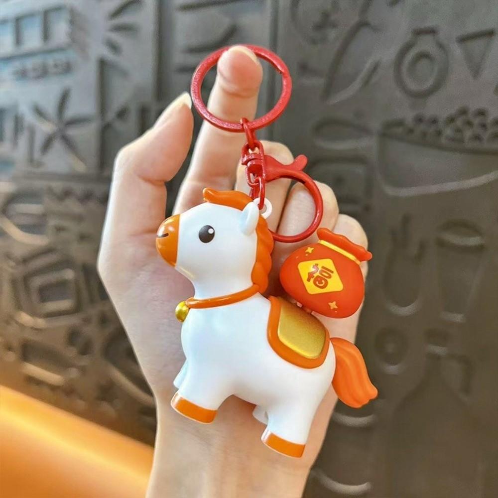DIY Craft Horse Keychain Press To Rotate Bag Pendant Kawaii Zodiac Pony Keyring  Lucky Gift