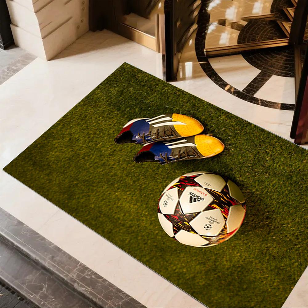 Soccer Field Ball Floor Rug Office Rug Perfect for Decorate Room Outdoor Dining Room Dormitory Antislip Carpet Office Home Decor Gift for Festivals