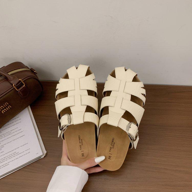 

Silver woven hollow Boken half slippers women s summer wear 2025 new breathable super fire one-pedal bag head sandals 40