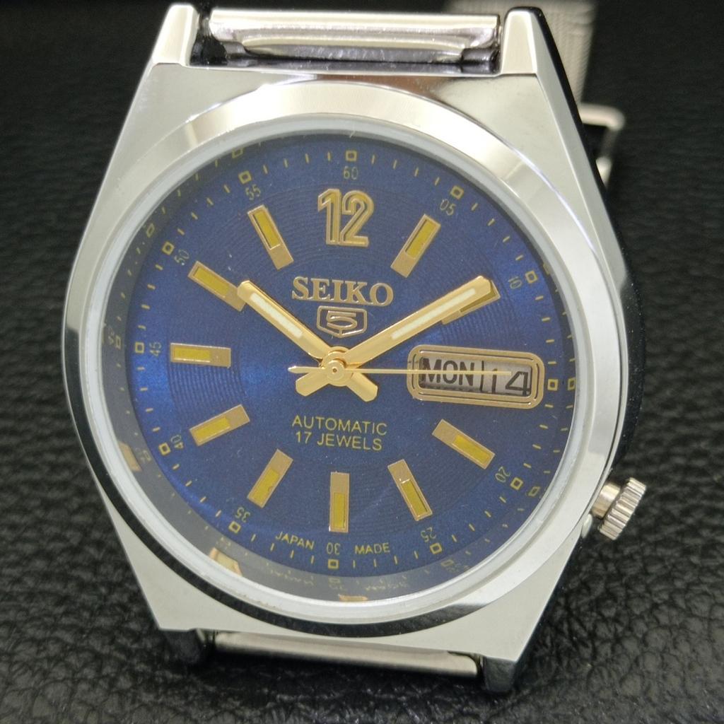 REFURBISHED VINTAGE SEIKO 5 AUTOMATIC JAPAN MENS BLUE COLOR DIAL WATCH A500161-2 R151a-a500161