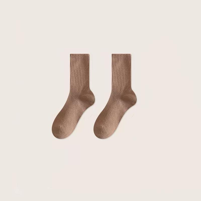 Women Mid Tube Spring and Autumn Socks Sweat-absorbent Deodorizing Pure Cotton Socks Boneless and Anti-pilling Pile Women's Socks