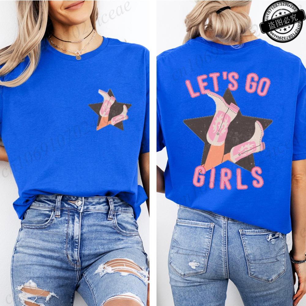 

Lets Go Girls Shirt,Country Girl T-Shirts,Western Pink Tee Tops,Girls Party Women s T-Shirts,Summer Harajuku Women T-Shirt Tops XXS