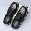 Square head casual leather shoes men's high-end sense thick-soled niche design spring and summer trend breathable heightening derby shoes