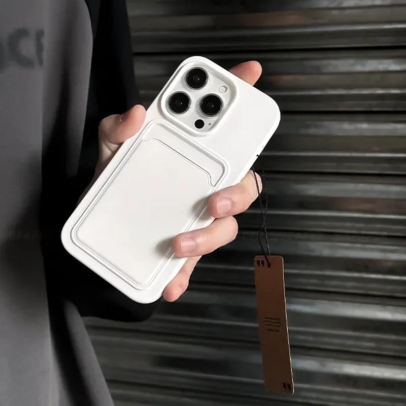 Luxury Card Bag Slot Holder Pocket Case For iPhone 17 16 15 14 13 12 11 Pro Max XS XR X 8 7 Plus Soft Silicone Shockproof Cover