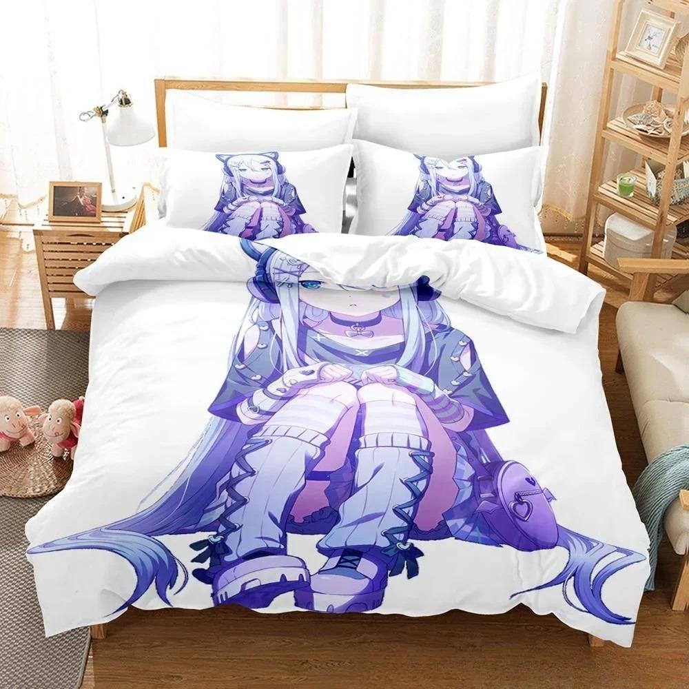 3D Printed Anime Kawaii Girls Yoisaki Kanade Bedding Set Cartoon Three-piece Set Adult Kid Bedroom Duvet Cover Set Home Textiles