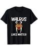 1pc, Walrus Pattern T-shirt, Round Neck T-shirt, Casual Style, Men's Short Sleeves, with Arctic Ocea