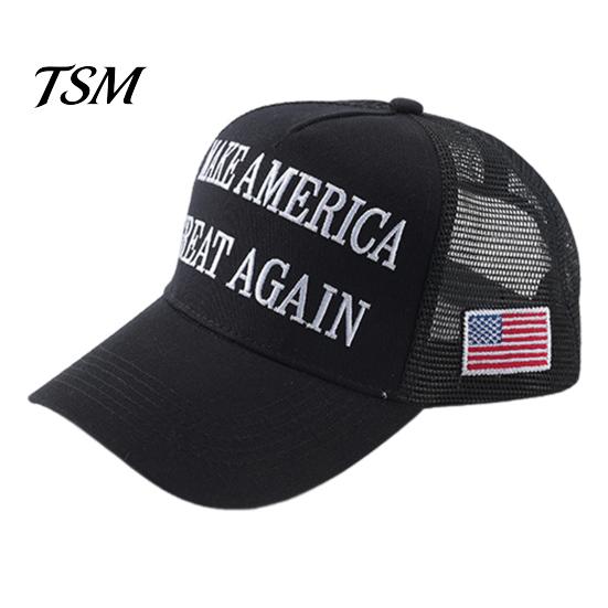 Cotton Polyester Hat Baseball Letter Embroidery Long Brim Hollow Mesh 2024 President Inspirational Cap Election Campaign American Flag Pattern Rallies