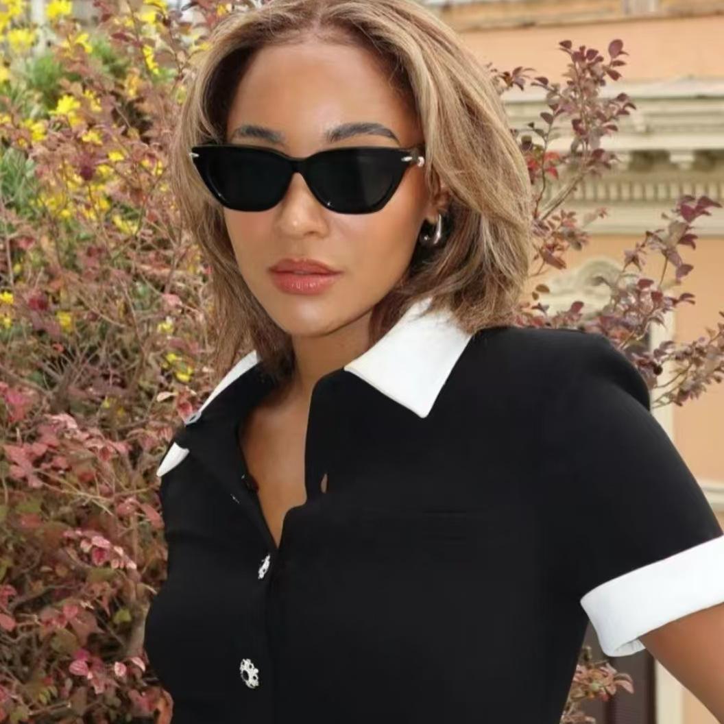 Creative Homewares Women's Cat Eye Shape Sun Glasses European American Style Anti-Glare Sunglasses Man Driving Travelling Sunglass