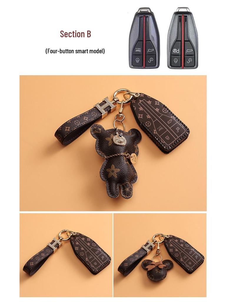 Key Case for 20 Hongqi Models: H5, H7, HS5, HS7 - Car Remote Control Cover with Female Buckle