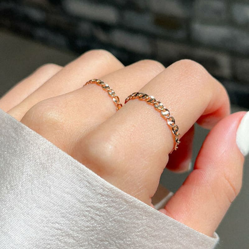 Own Daria Flat Chain Ring (3-pun, 5-pun, 7-pun, 1-don / 14k Gold)