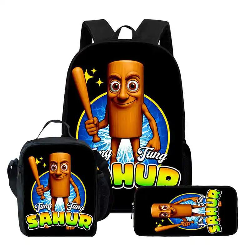 Zaino Scolastico per Bambini Cartoon Brain Rot Con Buste Pranzo Astucci Per,Zaini Scolastici Leggeri per Bambini