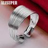 925 Sterling Silver Multi-Line Open Ring Jewelry