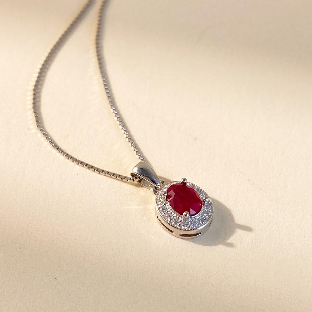 Natural Red Ruby Pendant with 925 Sterling Silver for Women July Birthstone Healing Crystal Fine Jewelry Elegant Fashion Gift