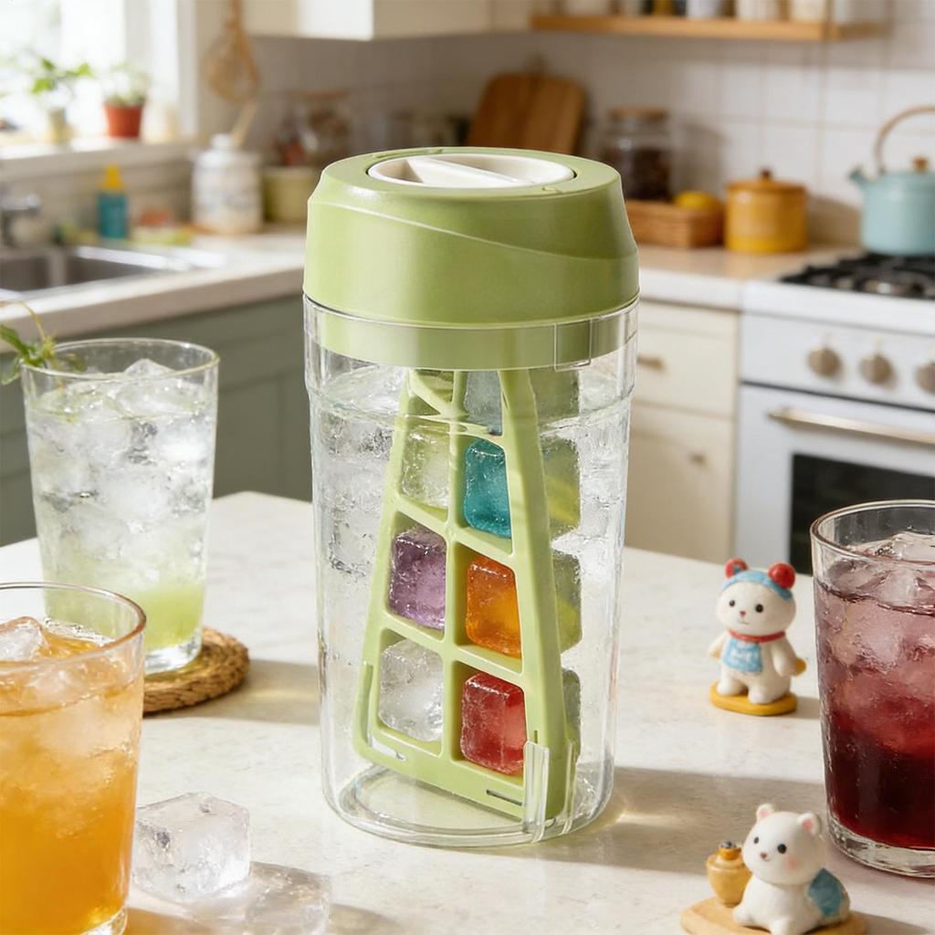 Twisted Ice Making Cup 8-Compartment With Lid Spill Proof Ices Cube Mold Rotating Large Capacity Ice Trays For Freezer