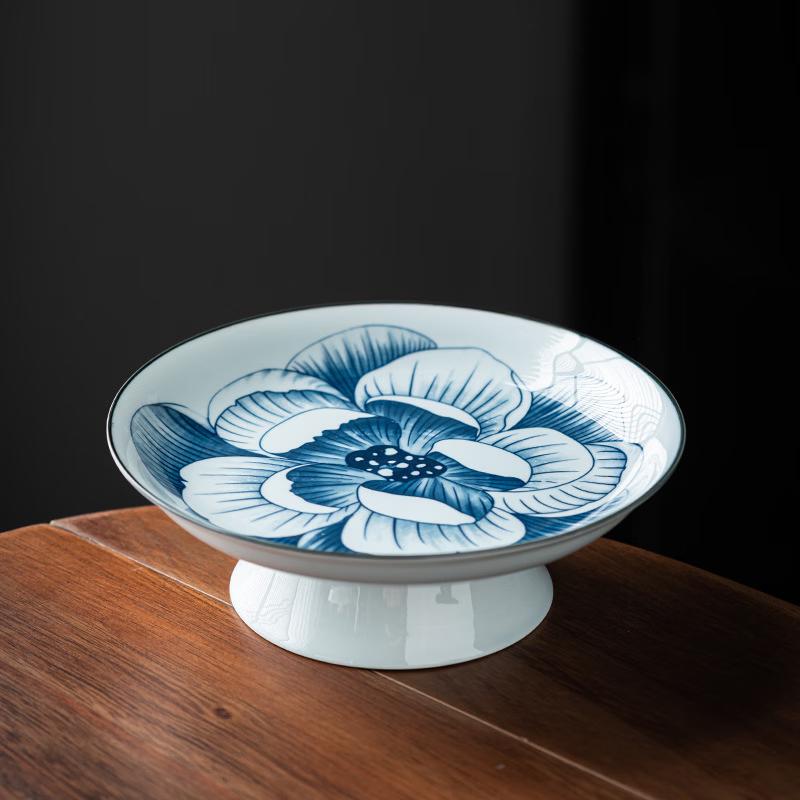 Elegant Ceramic High-Footed Fruit & Snack Plate