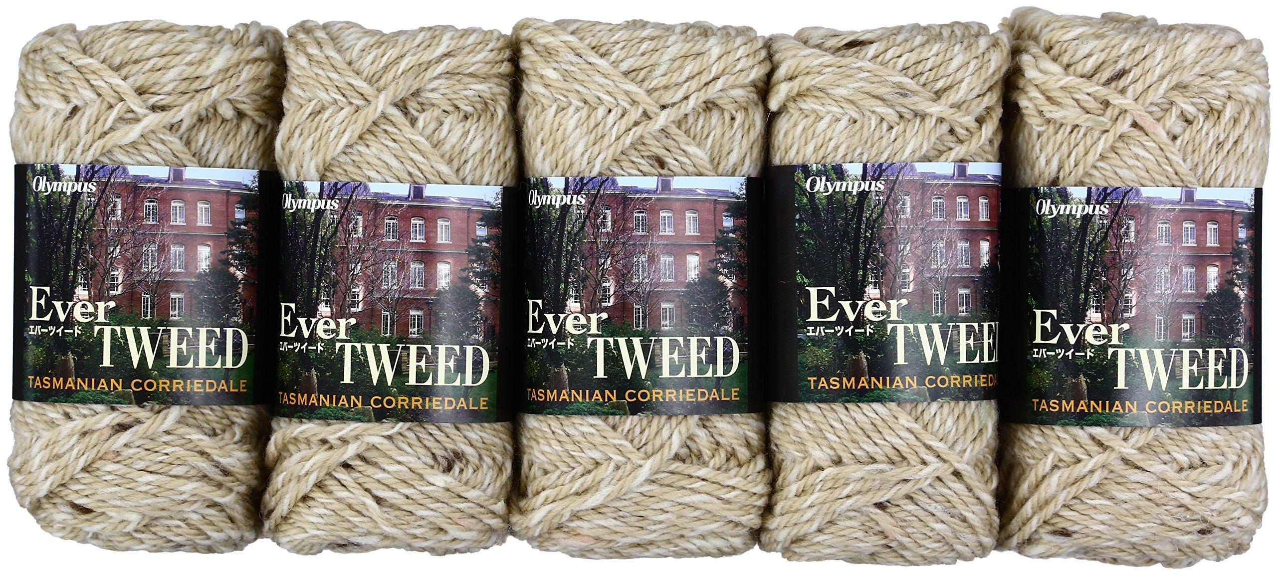 

Olympus Thread Ever Tweed Extra Pack of 5 Yarn, Thick, Col. 62, Beige, 40g, Approx. 78m,