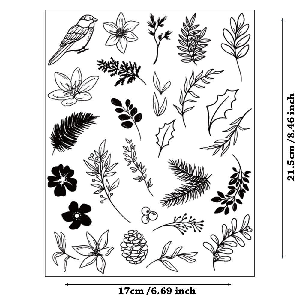 Transparente transparente Silikon-Stempel mit Blätterzweig, für Siegel, DIY, Scrapbooking, Fotoalbum, Dekor, Kunst, Gartenpflanze