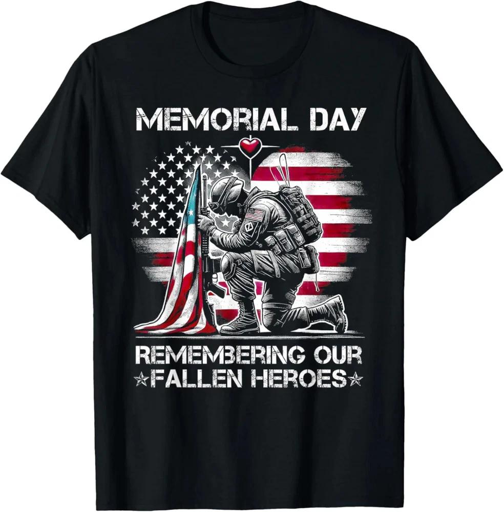 Memorial Day Remembering Our Fallen Heroes Patriotic Flag Shirt Tee S