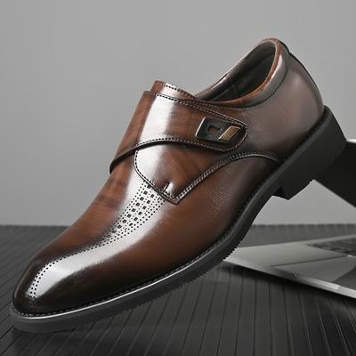 Scarpe da uomo classiche retrò in pelle con fibbia a punta, comode e morbide, per ufficio, lavoro, matrimonio