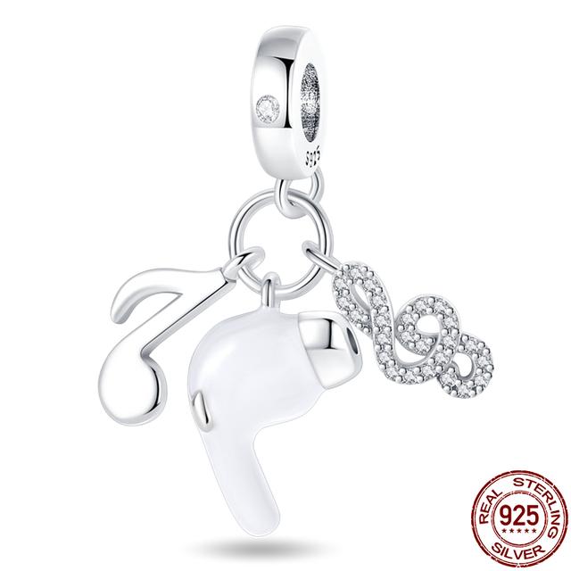 Se potrivește mărgele de brățară Nou în argint 925 Căști pentru muzică Seria inimii Brelocuri Bijuterii DIY pentru femei Cadou