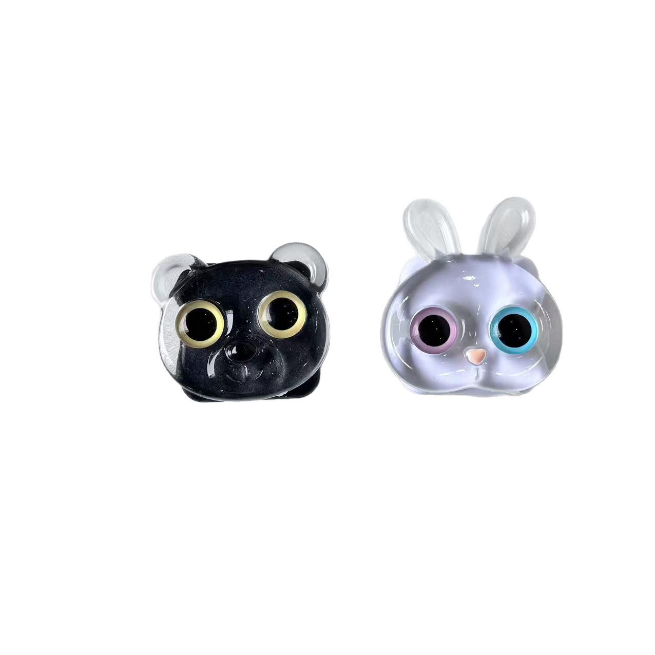 Adorable Cat Head Retractable Phone Holder & Stand Transparent Bear Black Flip Mirror Stand
