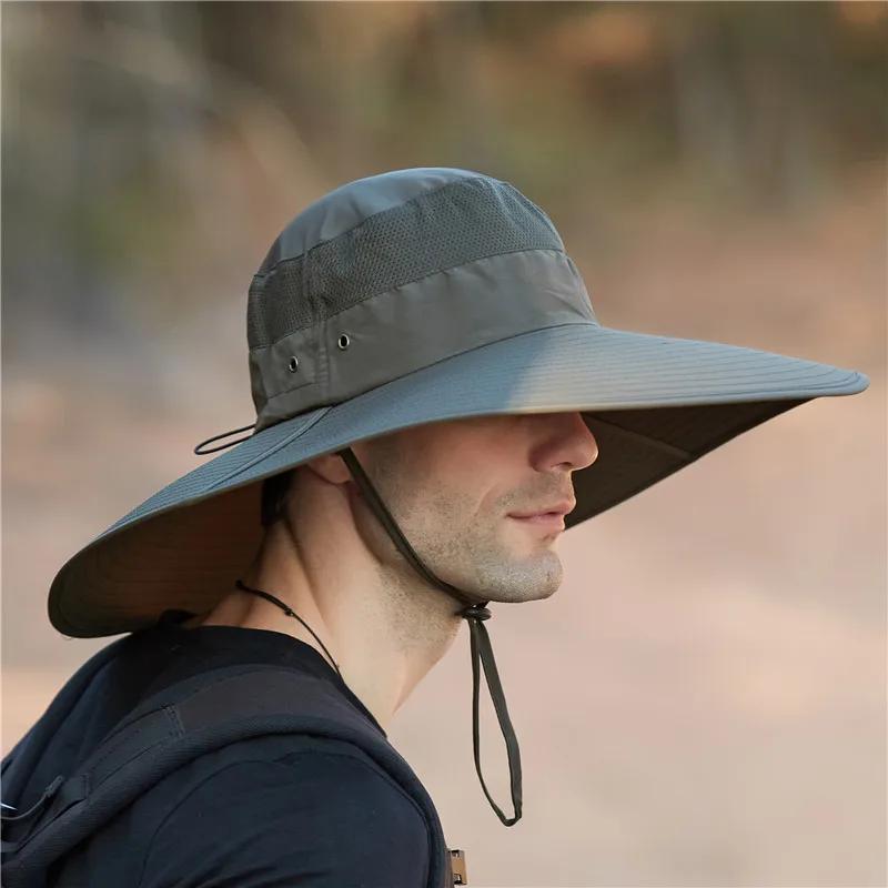 Men'S Plus Size Summer Outdoor Fishing Hat Men Large Brim Waterproof Hat Breathable Sun Protection Beach Bucket Hat Cap Unisex
