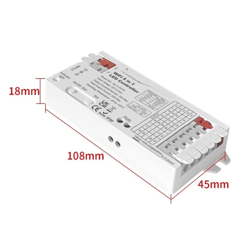 WiFi LED Strip Controller 5in1 for Tuya Smart Compatible with For RGB For RGBW For RGB CCT Strip and 12V 24V Power