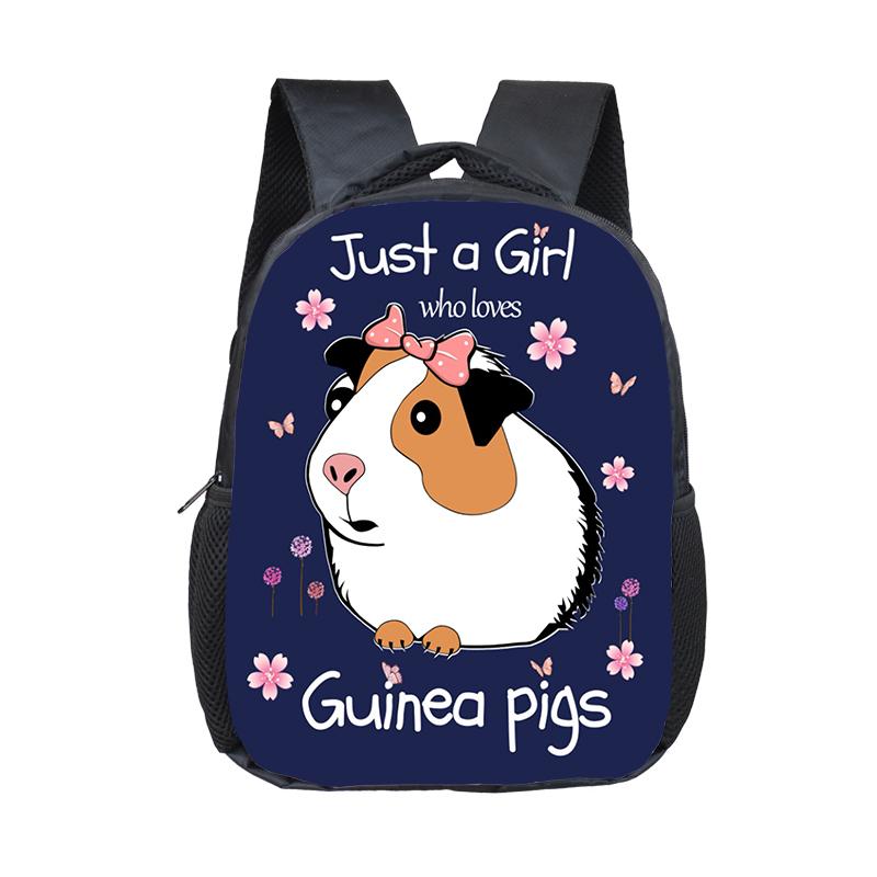 Cartoon Hamster / Pet Guinea Pig Print Backpack  Kids Schoolbags Boy Girl Kindergarten Baby Toddler Bookbag