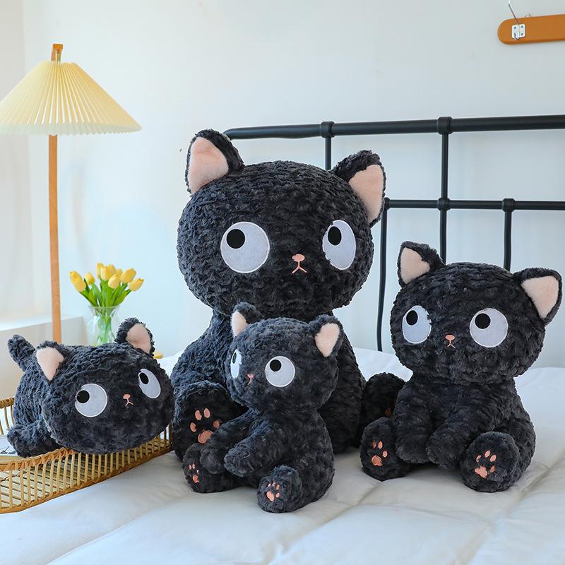 Black cat doll throw pillow kitten pet plush toy girl doll gift machine doll