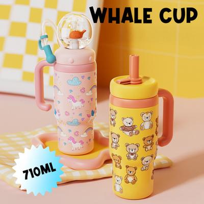 Whale Fountain Stainless Tumbler 710ml Steel Drinking Cup with Fun Fountain Effect Leak-Proof